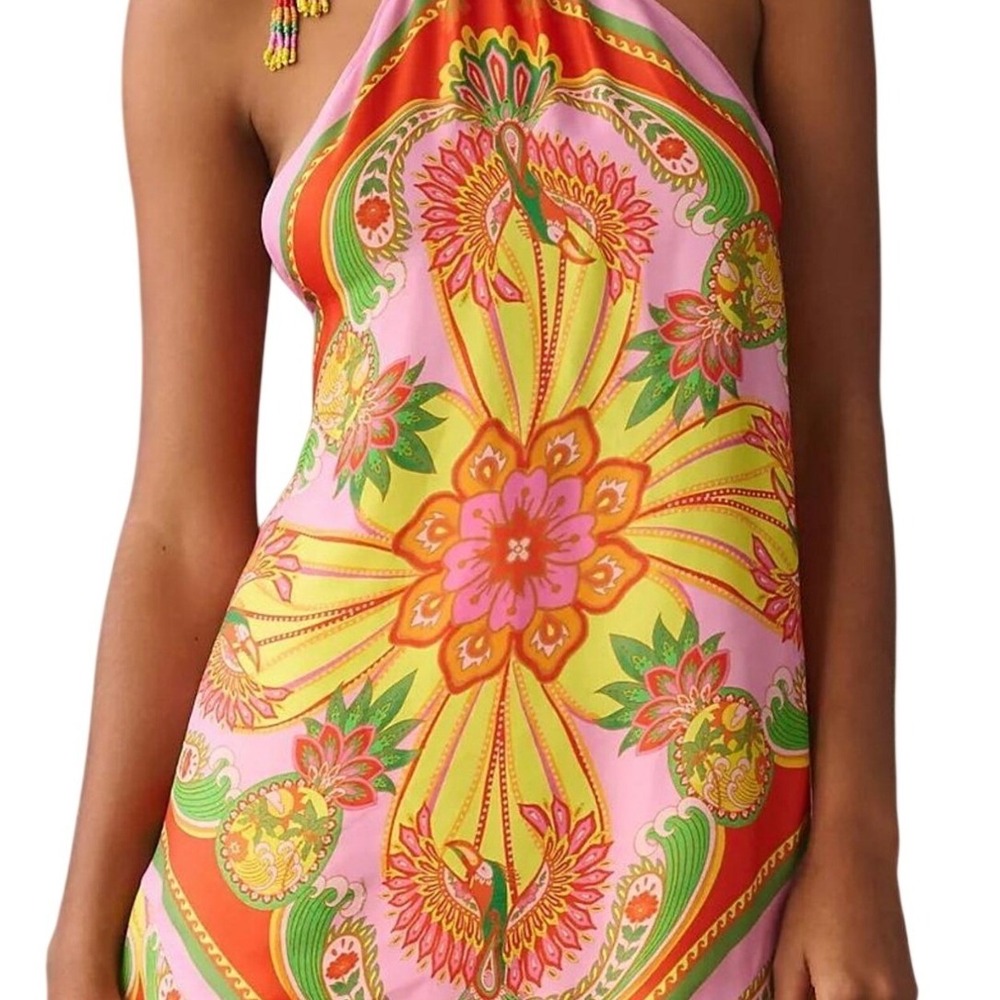 Farm Rio NWT SZ LGE Beach‎ Toucans Scarf Lenzing Ecovero viscose mini dress - Picture 4 of 16